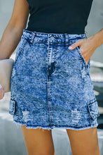 Load image into Gallery viewer, Distressed Denim Mini Skirt
