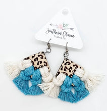 Load image into Gallery viewer, Macrame &amp; Leopard Earrings
