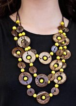 Load image into Gallery viewer, Yellow Beads &amp; Wood Necklace &amp; Earrings Set
