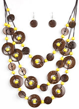 Load image into Gallery viewer, Yellow Beads &amp; Wood Necklace &amp; Earrings Set
