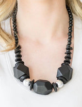 Load image into Gallery viewer, Black &amp; Silver Statement Necklace &amp; Earrings
