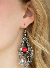 Load image into Gallery viewer, Red Feather Earrings
